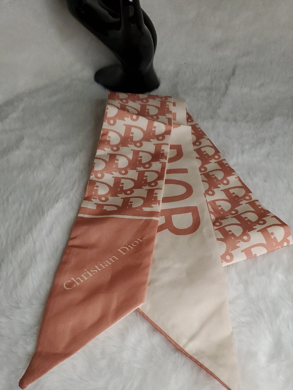 Pink Peach J'Adior Slim Silk Twilly Scarf